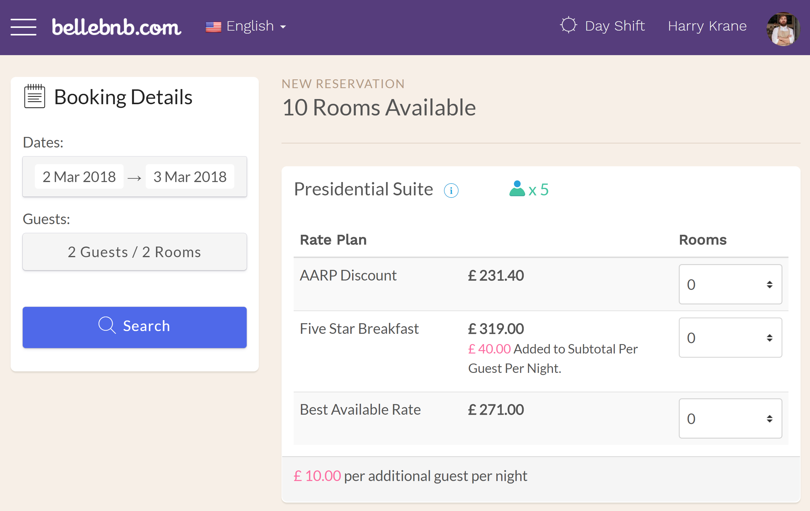 Hotel PMS Software To price a room per-guest