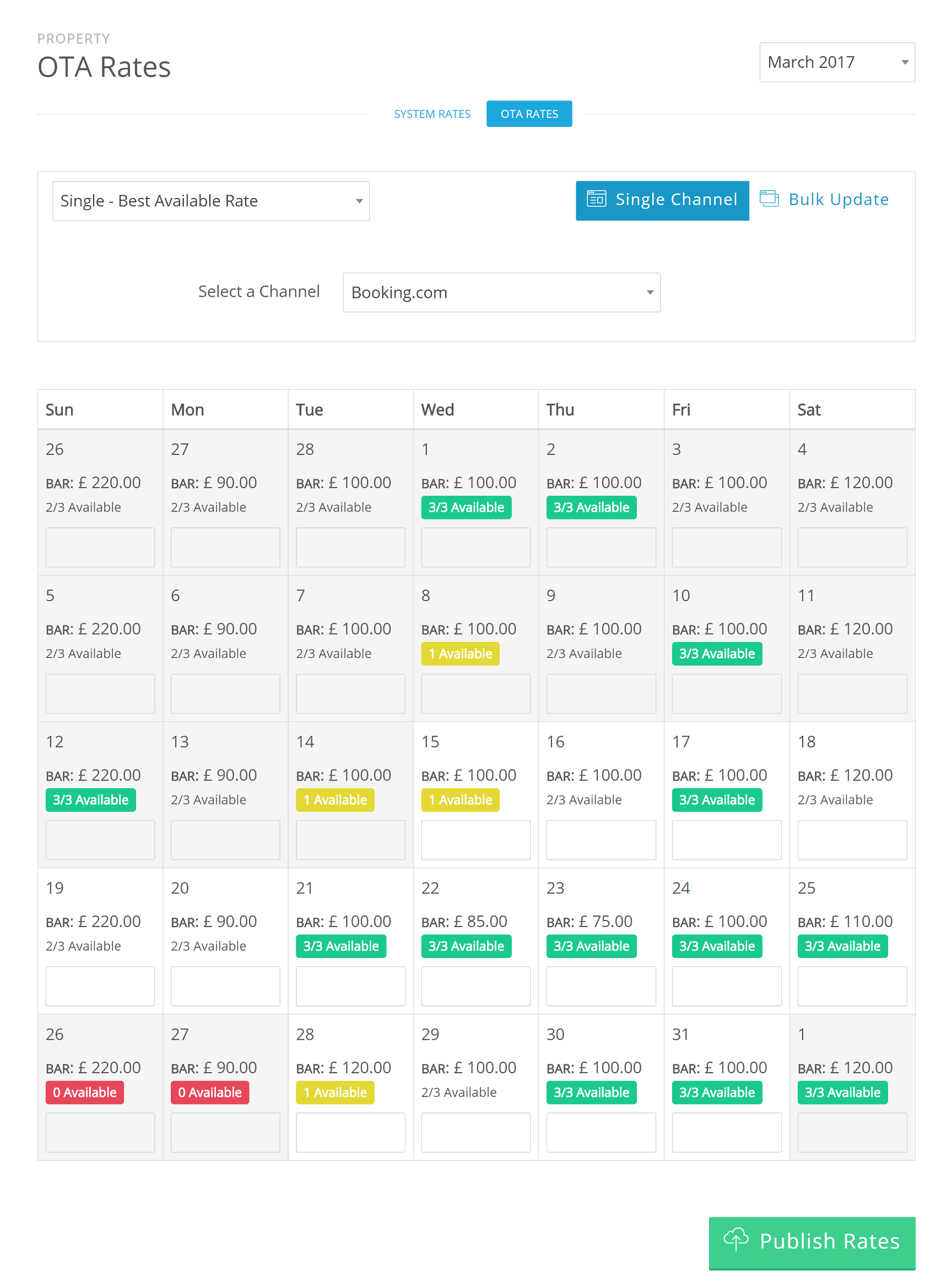 Managing Rates in MyHotelCRS.com Channels > OTA Rates