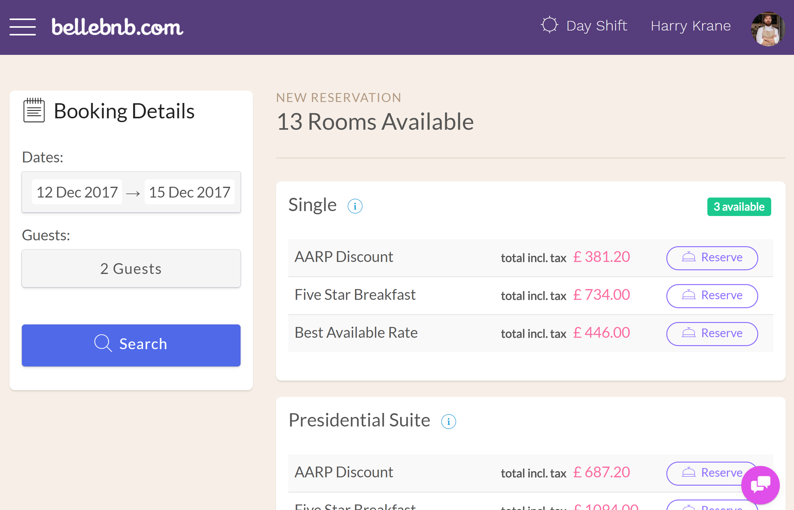 This method is very convenient because you can book an exact room, and you don’t have to leave your calendar. The drawback is you only see the price for the selected room. Sometimes a guest will call in and expect several options to be offered