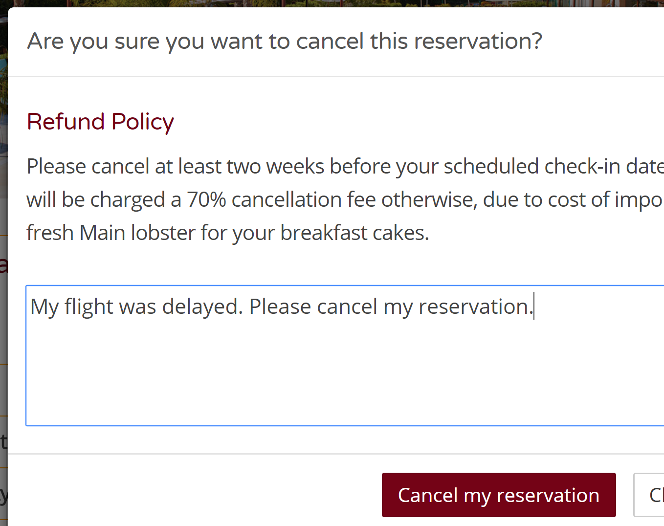 Cancel through the booking engine